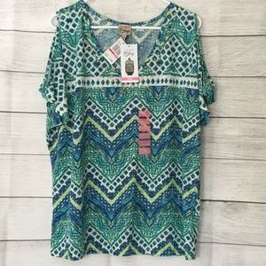 NWT Como Vintage Cold Shoulder Top XXL V Neck #3